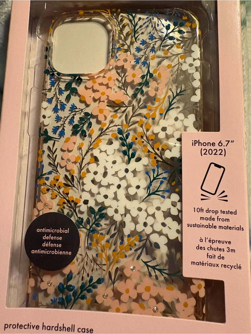 kate spade Floral Clear Protective iPhone Case - Pink, White, Green, Gold